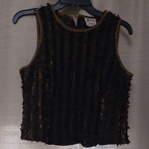 Gold Sheer underlay bootie inspired Black Sleeveless zippered top